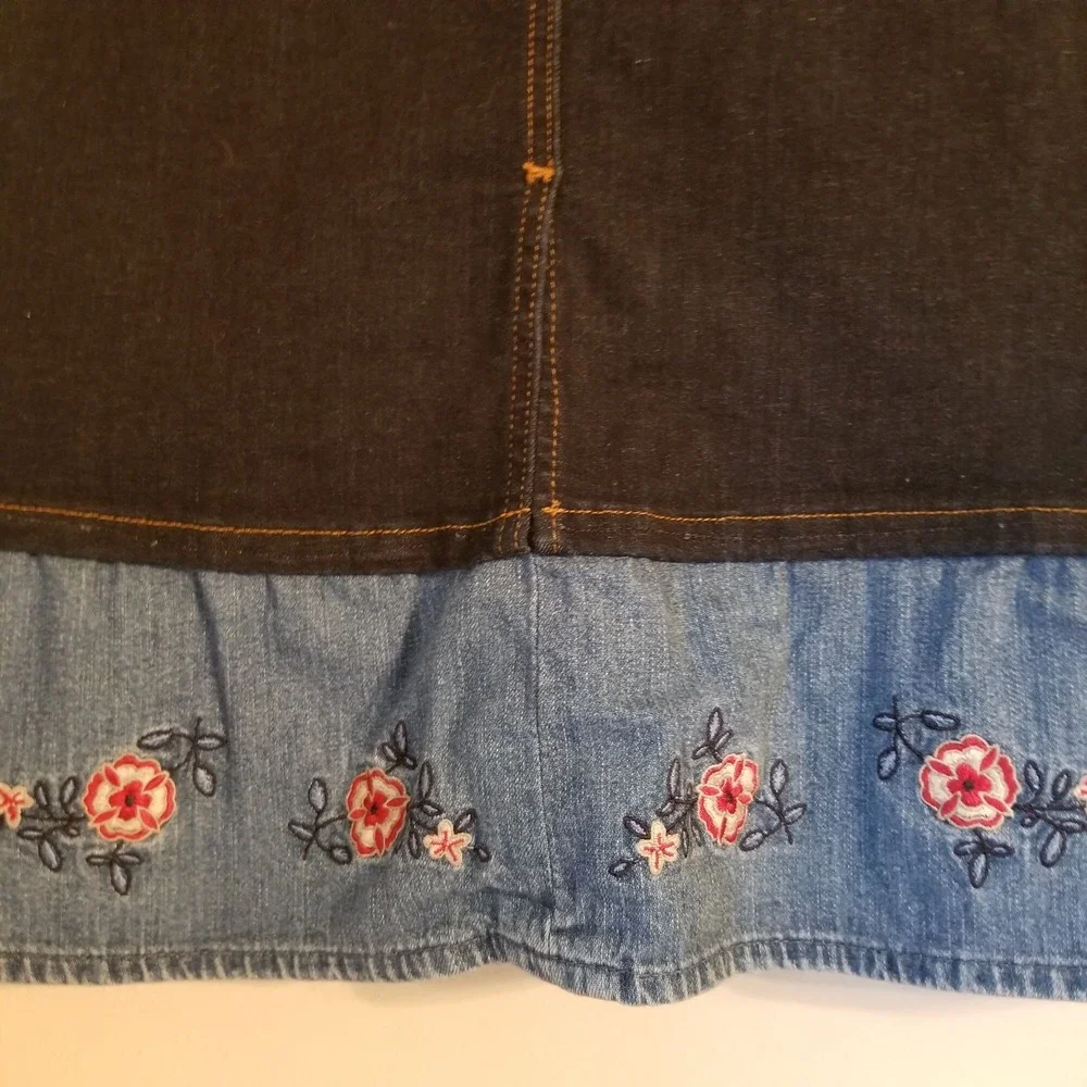 Dickies 14 Blue Jean Denim Skirt Modest Church Home‎ School Ruffled Hem Cottage